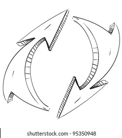 Two rounded arrows.