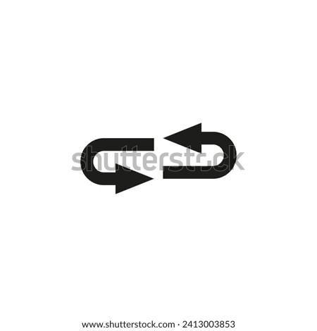 Two rounded arrows follow one another. Vector illustration.