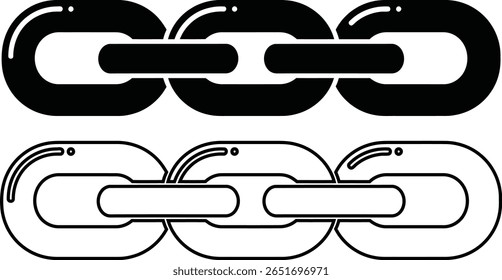 Duas fileiras de elos de cadeia um preto e uma silhueta de contorno