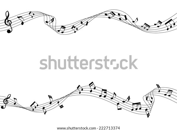 Two rows of musical notes element are
flowing on chords pattern. 
Musical notes rounded corners style.
Music, melody, and tones movement on isolated backgrounds are
conveyed in vector
illustrations.