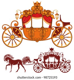 Two Royal carriage. Detailed image and silhouette.