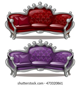 Two Royal sofa isolated on a white background. Cartoon vector close-up illustration.

