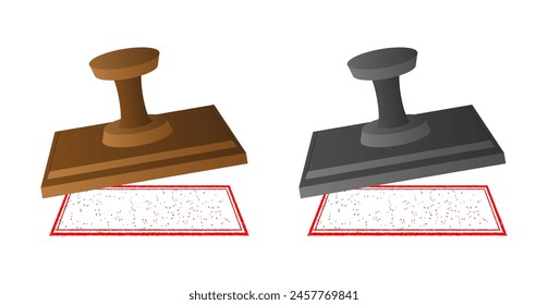 Two Rubber stamp with different colors and one of them is red