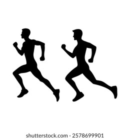 Two runner silhouette icon vector illustration design on white background.