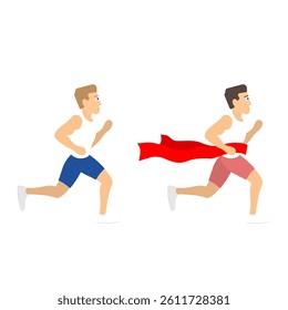 Two runners compete. Runners, vector illustration