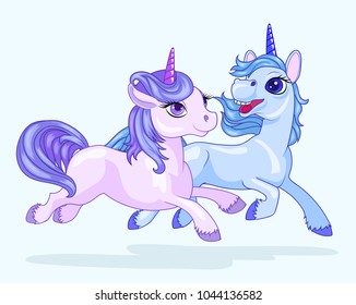 two runnin baby unicorn