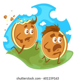 Two running cookie. Isolated on white background.