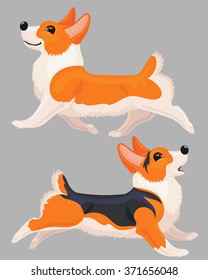 Two running dogs