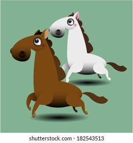Two running horse. Vector illustration