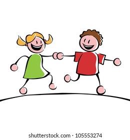 Two Kids Running Stock Vectors, Images & Vector Art | Shutterstock