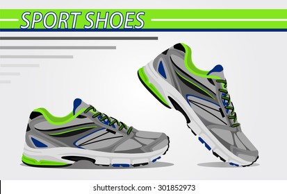 Two Running shoes. Vector illustration.