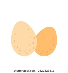 Two rustic farm eggs with smooth shells in natural colors, great for organic food ads, kitchen prints, healthy eating visuals, and farm market designs.