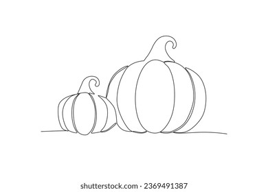 Two rustic pumpkins. Thanksgiving one-line drawing