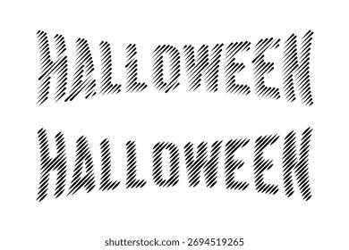 Two rustic textured banners display the word HALLOWEEN in a distressed font. Perfect for spooky party invitations, decorations, and seasonal digital designs.