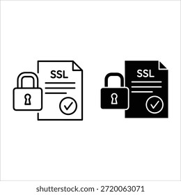 Dois certificados S L com cadeados e marcas de seleção em segurança de certificado SSL preto e branco