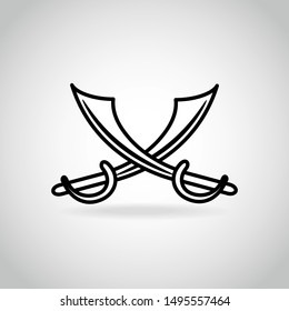 Two sabers crossed vector icon