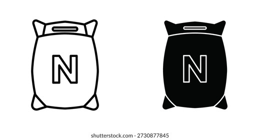 Two sacks with letter N in white and black color white sack black sack outline