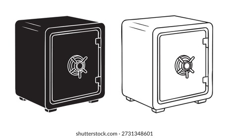 Two safes with combination locks isolated on white background