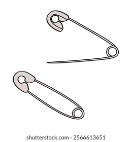 two safety pin open and closed on white background