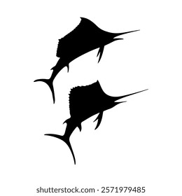 Two sailfish fish silhouette vector illustration design on white background.