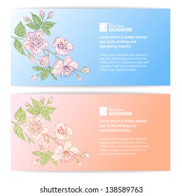 Two sakura banners. Vector illustration.