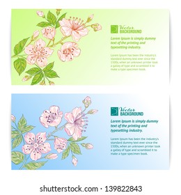 Two sakura banners. Vector illustration.