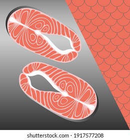 two salmon fillets on and squama pattern