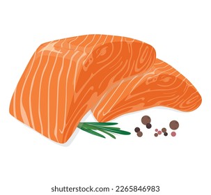 Two salmon steaks, flat design isolated on white