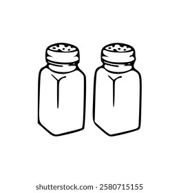 Two salt shakers on a white background