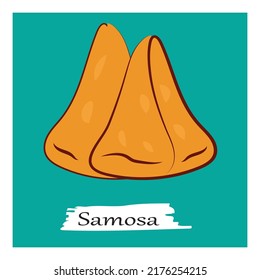 two Samosa  Indian street food. Hand drawn . Samosa is vary famous food loved by most of the Indian. Samosa vector 