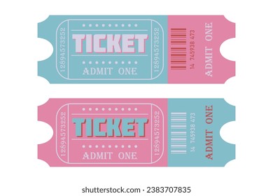 Two samples of Retro Tickets in blue and pink colors	