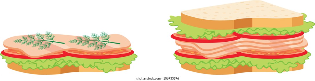Two sandwiches. vector