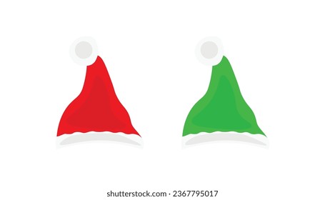 two santa claus hat. red and green santa hats