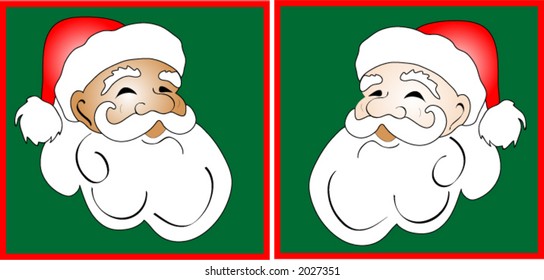 Two Santa Claus head graphics with variation in skin tone.