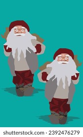 Two Santa Clauses in front of each other