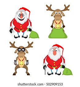 Two Santa and two reindeer