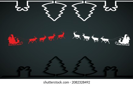 two Santa vehicle in different colors on abstract dark background