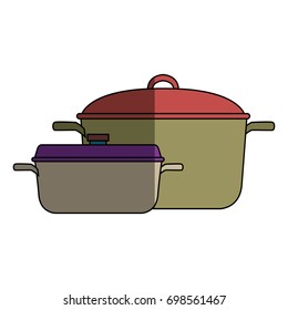 two saucepans with handle kitchen equipment