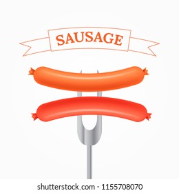 Two sausage fork food for your design eps 10