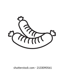 Two sausages isolated on white background. Vector illustration.