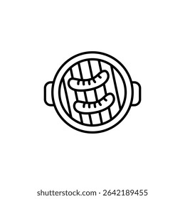 Two Sausages On The Grill Icon Vector Illustration Summer Barbecue