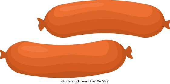 Two sausages resting on a clean white background, showcasing their delicious and appetizing appearance, ready for any meal occasion. Perfect for lunch, dinner, or breakfast