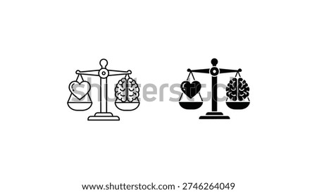 Two scales balancing different sets of items depicting a comparison of choices or values.