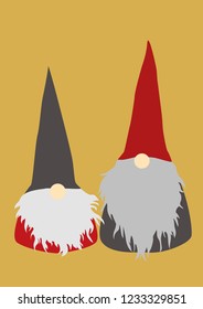 Two scandinavian gnomes. A small one and a big one. 