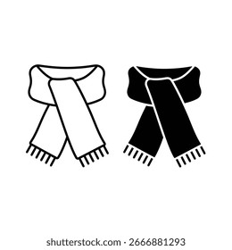 Se muestran dos iconos de bufanda, uno delineado en negro y otro en negro sólido.
