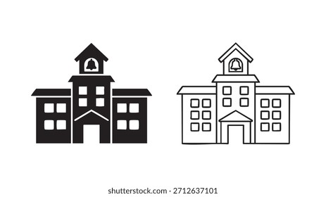 Dos edificios escolares, uno con un campanario y el otro con una torre de reloj.