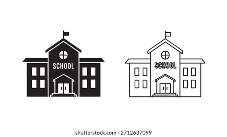 Dos edificios escolares uno al lado del otro. Uno es negro y el otro es blanco