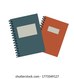 dos cuadernos escolares en una espiral. Portátil para notas ilustraciones vectoriales sobre fondo blanco. material escolar para el estudio.