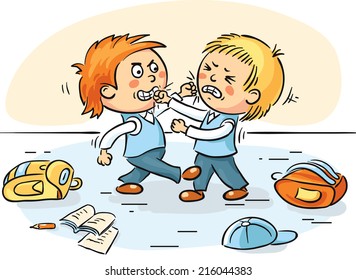 Two schoolboys are fighting