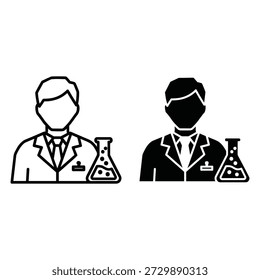 Dos científicos en batas de laboratorio sosteniendo tubos de ensayo uno en blanco y uno en laboratorio de investigación negro